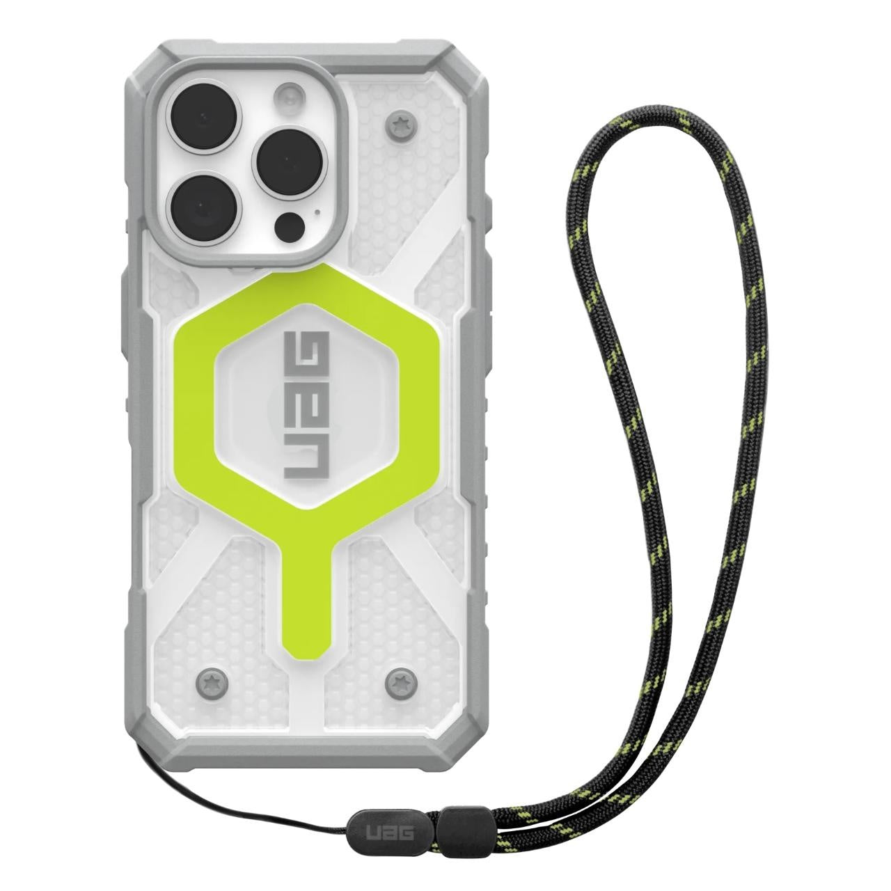 Funda MagSafe para Apple iPhone 16 Pro, Urban Armor Gear, Pathfinder Clear con Cordón, Verde