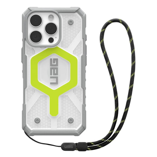 Funda MagSafe para Apple iPhone 16 Pro, Urban Armor Gear, Pathfinder Clear con Cordón, Verde