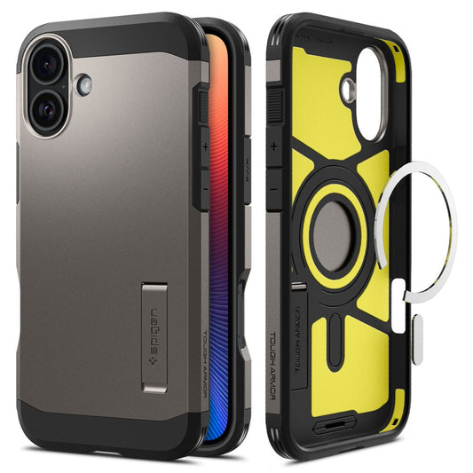 Funda MagSafe para Apple iPhone 16, Spigen, Tough Armor, Gris