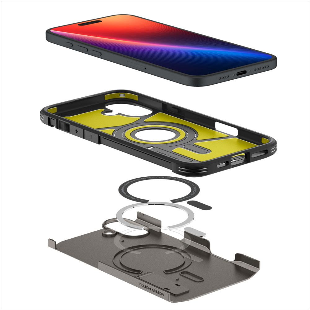 MagSafe Case for Apple iPhone 16, Spigen, Tough Armor, Gray