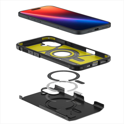 Funda MagSafe para Apple iPhone 16, Spigen, Tough Armor, Negra ACS08216