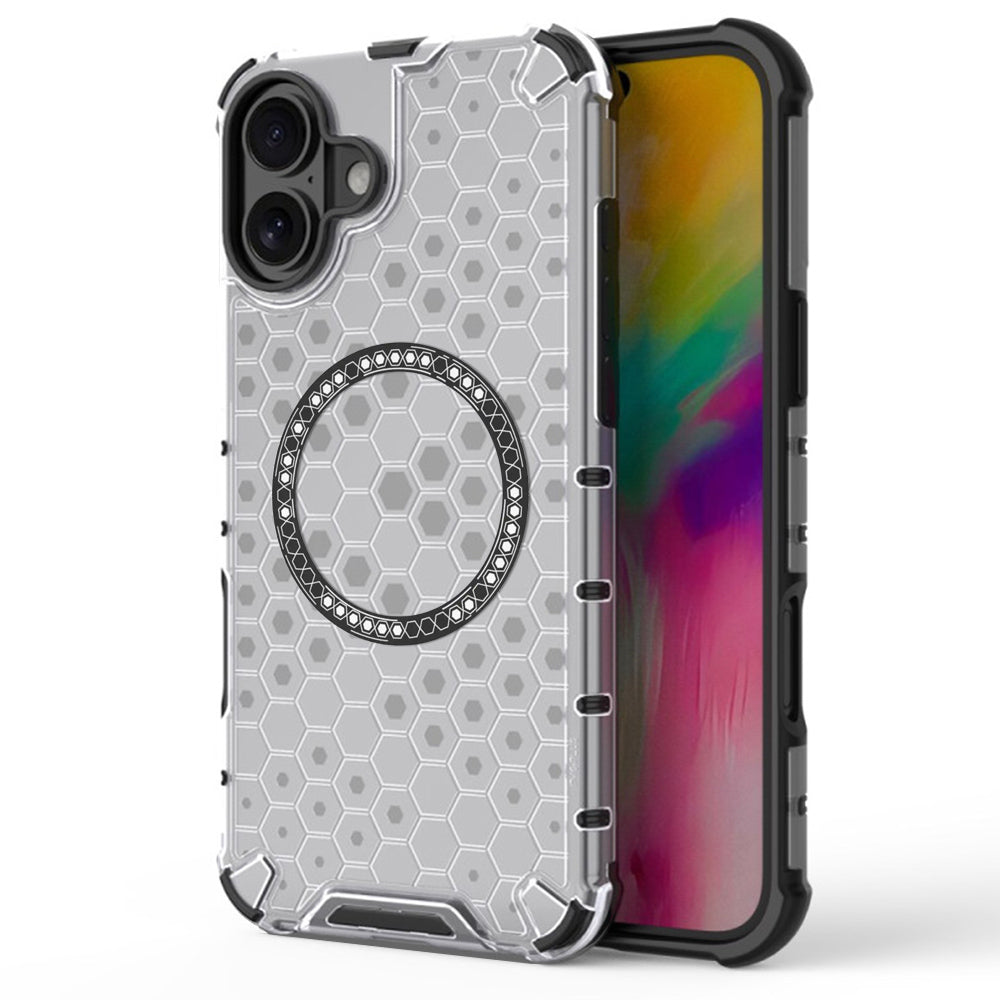 MagSafe Case for Apple iPhone 16, Techsuit, HoneyComb Shield, White