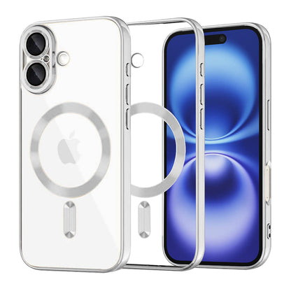 Funda MagSafe para Apple iPhone 16, Techsuit, Luxury Crystal, Plateada
