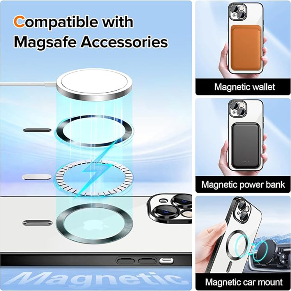 Funda MagSafe para Apple iPhone 16, Techsuit, Luxury Crystal, Plateada