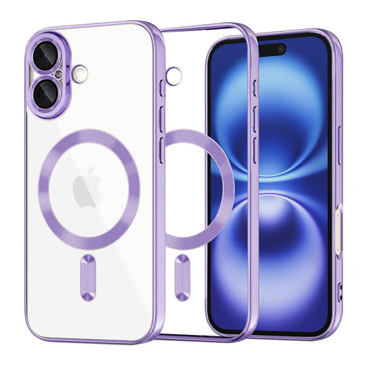 Funda MagSafe para Apple iPhone 16, Techsuit, Luxury Crystal, Morado Claro