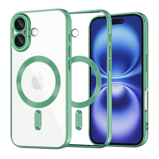 Funda MagSafe para Apple iPhone 16, Techsuit, Luxury Crystal, Verde Claro