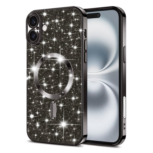 Funda MagSafe para Apple iPhone 16, Techsuit, Luxury Glitter, Negra