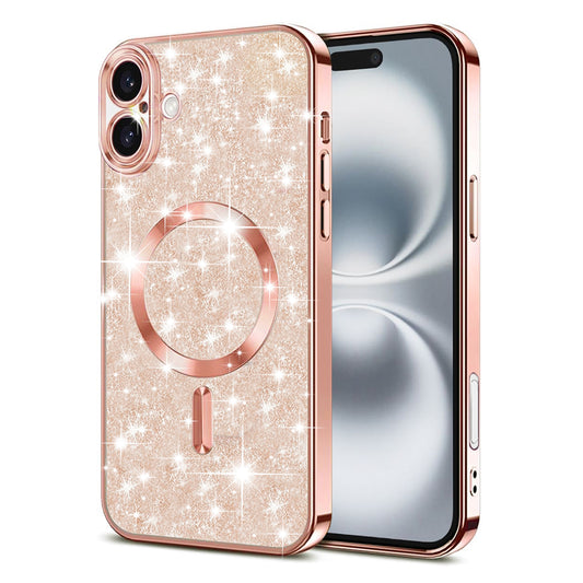 MagSafe Case for Apple iPhone 16, Techsuit, Luxury Glitter, Rose Gold