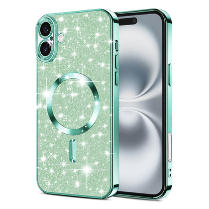 Funda MagSafe para Apple iPhone 16, Techsuit, Luxury Glitter, Verde Claro