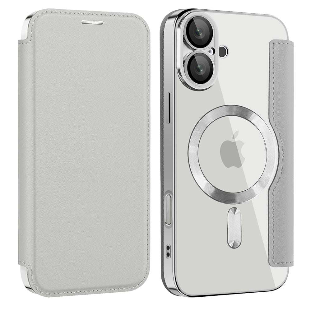 Funda MagSafe para Apple iPhone 16, Techsuit, SmartMag Book, Gris