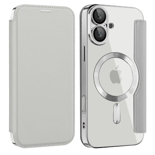 Funda MagSafe para Apple iPhone 16, Techsuit, SmartMag Book, Gris
