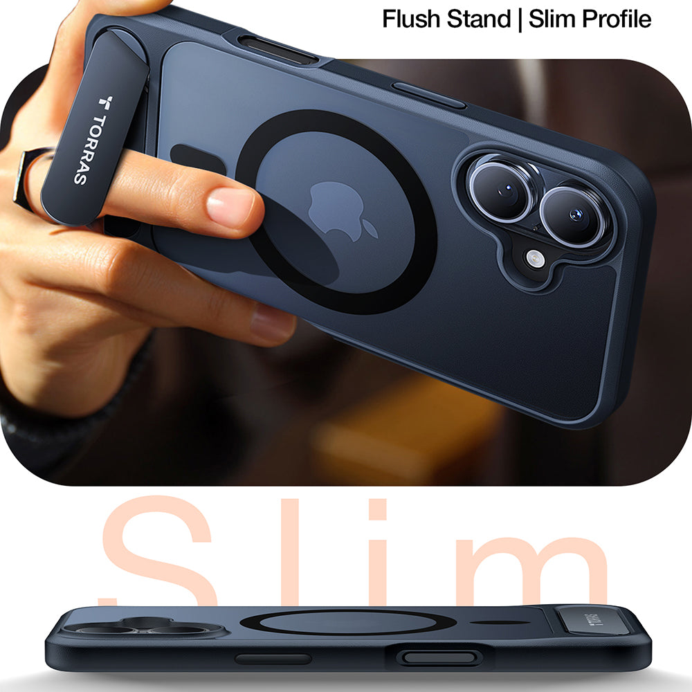 Funda MagSafe para Apple iPhone 16, Torras, Pstand, Negra