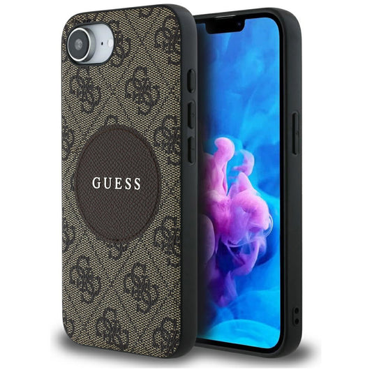 Funda MagSafe para Apple iPhone 16e, Guess, 4G Circle Classic Logo, Marrón