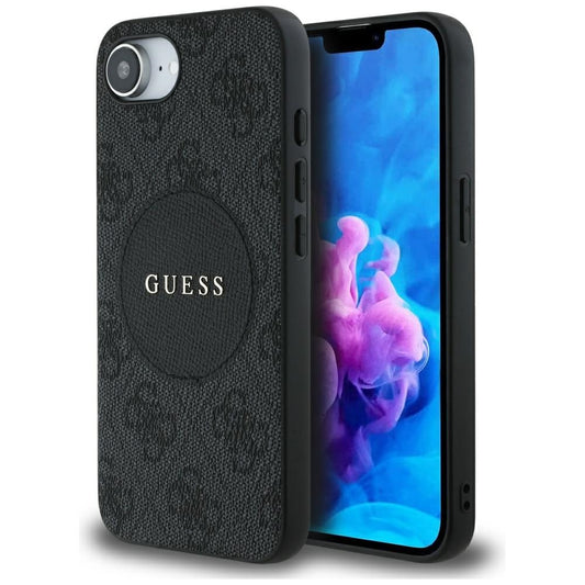 Funda MagSafe para Apple iPhone 16e, Guess, 4G Circle Classic Logo, Negra