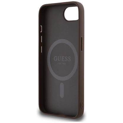 Funda MagSafe para Apple iPhone 16e, Guess, 4G Ring Triangle Logo, Marrón