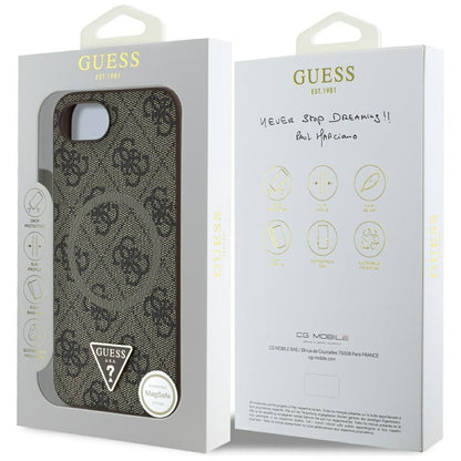 Funda MagSafe para Apple iPhone 16e, Guess, 4G Ring Triangle Logo, Marrón