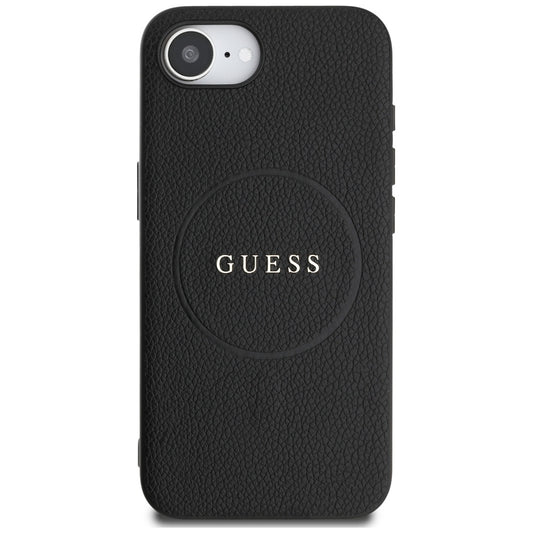 Funda MagSafe para Apple iPhone 16e, Guess, Grained Gold Ring, Negra