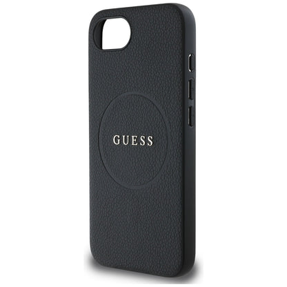 Funda MagSafe para Apple iPhone 16e, Guess, Grained Gold Ring, Negra