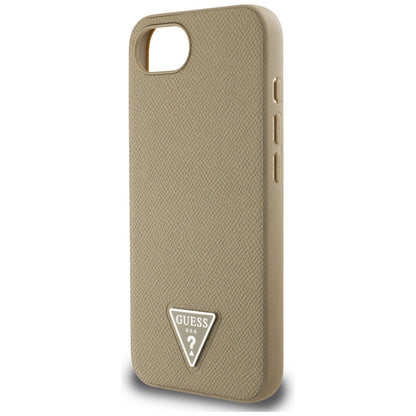 Funda MagSafe para Apple iPhone 16e, Guess, Logo Triángulo Granulado, Marrón