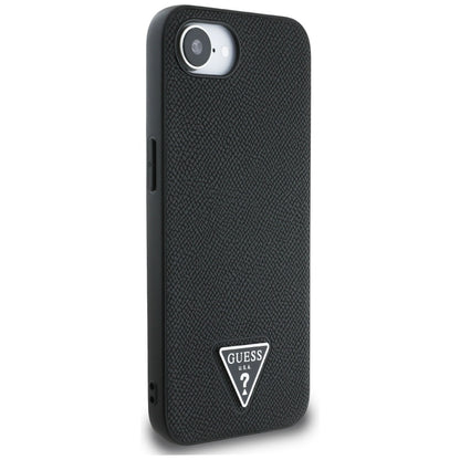 Funda MagSafe para Apple iPhone 16e, Guess, Logo Triángulo Granulado, Negra