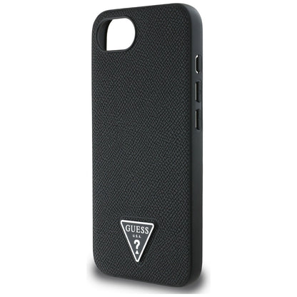 Funda MagSafe para Apple iPhone 16e, Guess, Logo Triángulo Granulado, Negra