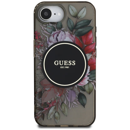 Funda MagSafe para Apple iPhone 16e, Guess, IML Flowers, Negra