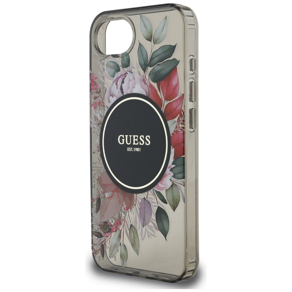 Funda MagSafe para Apple iPhone 16e, Guess, IML Flowers, Negra