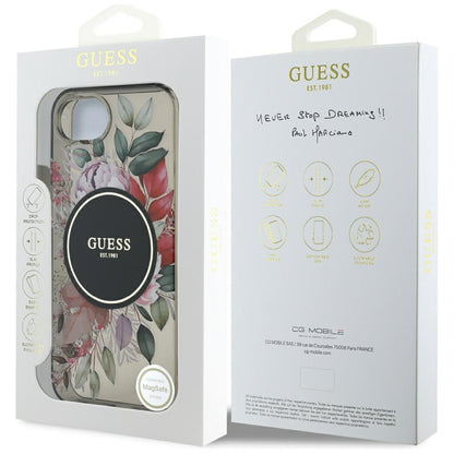 Funda MagSafe para Apple iPhone 16e, Guess, IML Flowers, Negra