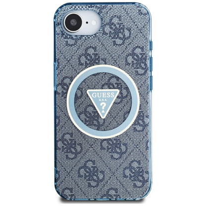 Funda MagSafe para Apple iPhone 16e, Guess, IML Glitter 4G Circle Triangle, Azul