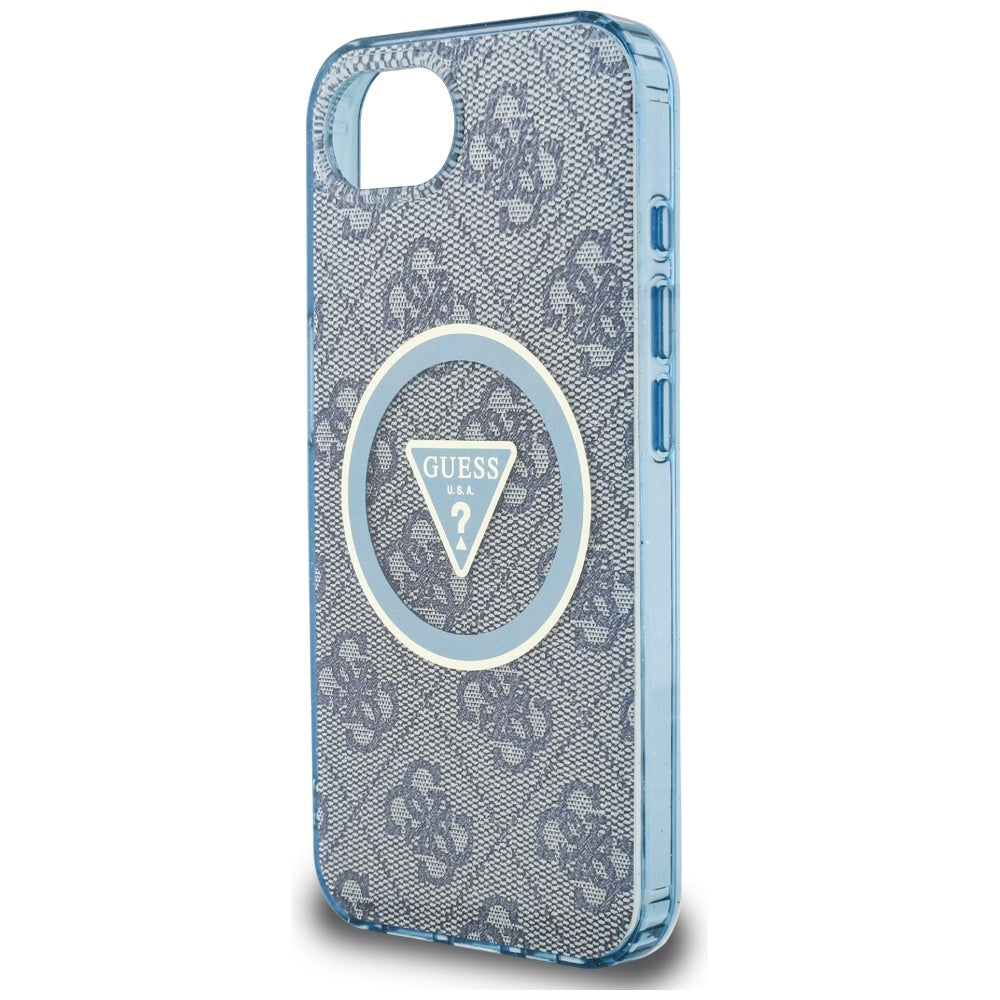 Funda MagSafe para Apple iPhone 16e, Guess, IML Glitter 4G Circle Triangle, Azul
