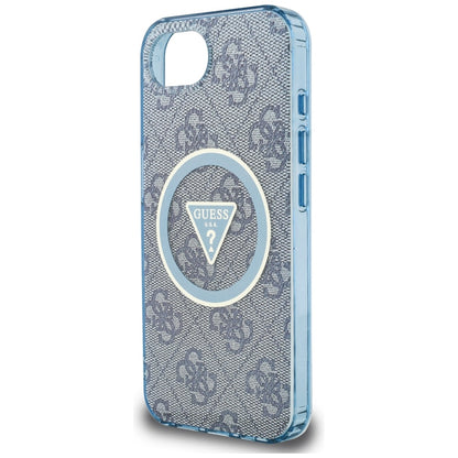 Funda MagSafe para Apple iPhone 16e, Guess, IML Glitter 4G Circle Triangle, Azul