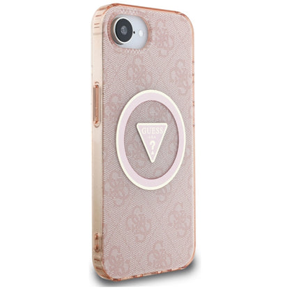 Funda MagSafe para Apple iPhone 16e, Guess, IML Glitter 4G Circle Triangle, Rosa