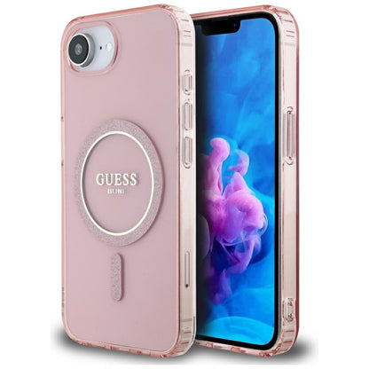 Funda MagSafe para Apple iPhone 16e, Guess, IML Glitter Circle, Rosa