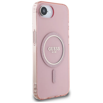 Funda MagSafe para Apple iPhone 16e, Guess, IML Glitter Circle, Rosa