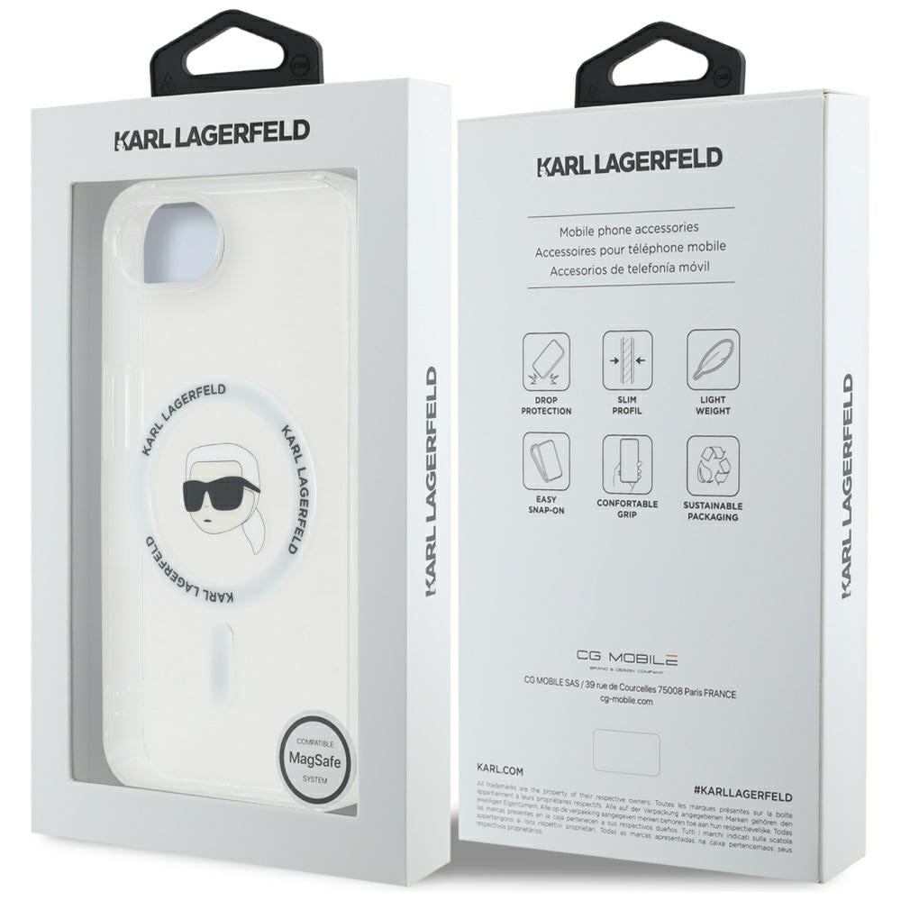 Funda MagSafe para Apple iPhone 16e, Karl Lagerfeld, IML Karl's Head, Blanca