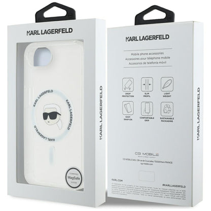 Funda MagSafe para Apple iPhone 16e, Karl Lagerfeld, IML Karl's Head, Blanca