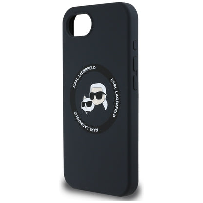 Funda MagSafe para Apple iPhone 16e, Karl Lagerfeld, Silicona Karl & Choupette's Heads, Negra