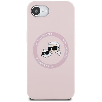 Funda MagSafe para Apple iPhone 16e, Karl Lagerfeld, Silicona Karl & Choupette's Heads, Rosa