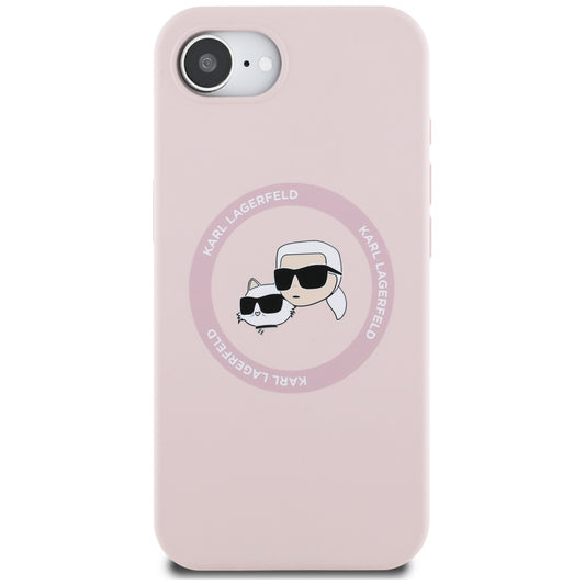 Funda MagSafe para Apple iPhone 16e, Karl Lagerfeld, Silicona Karl & Choupette's Heads, Rosa