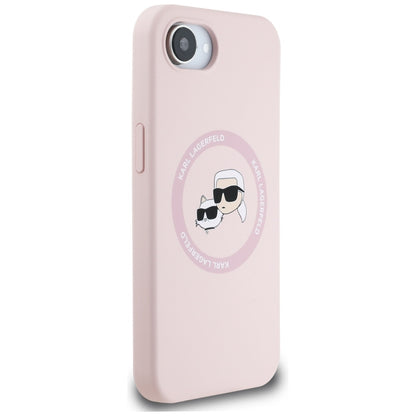Funda MagSafe para Apple iPhone 16e, Karl Lagerfeld, Silicona Karl & Choupette's Heads, Rosa