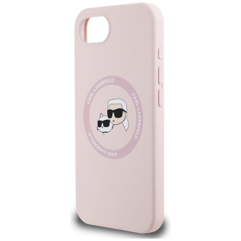 Funda MagSafe para Apple iPhone 16e, Karl Lagerfeld, Silicona Karl & Choupette's Heads, Rosa