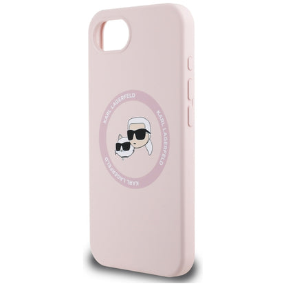 Funda MagSafe para Apple iPhone 16e, Karl Lagerfeld, Silicona Karl & Choupette's Heads, Rosa