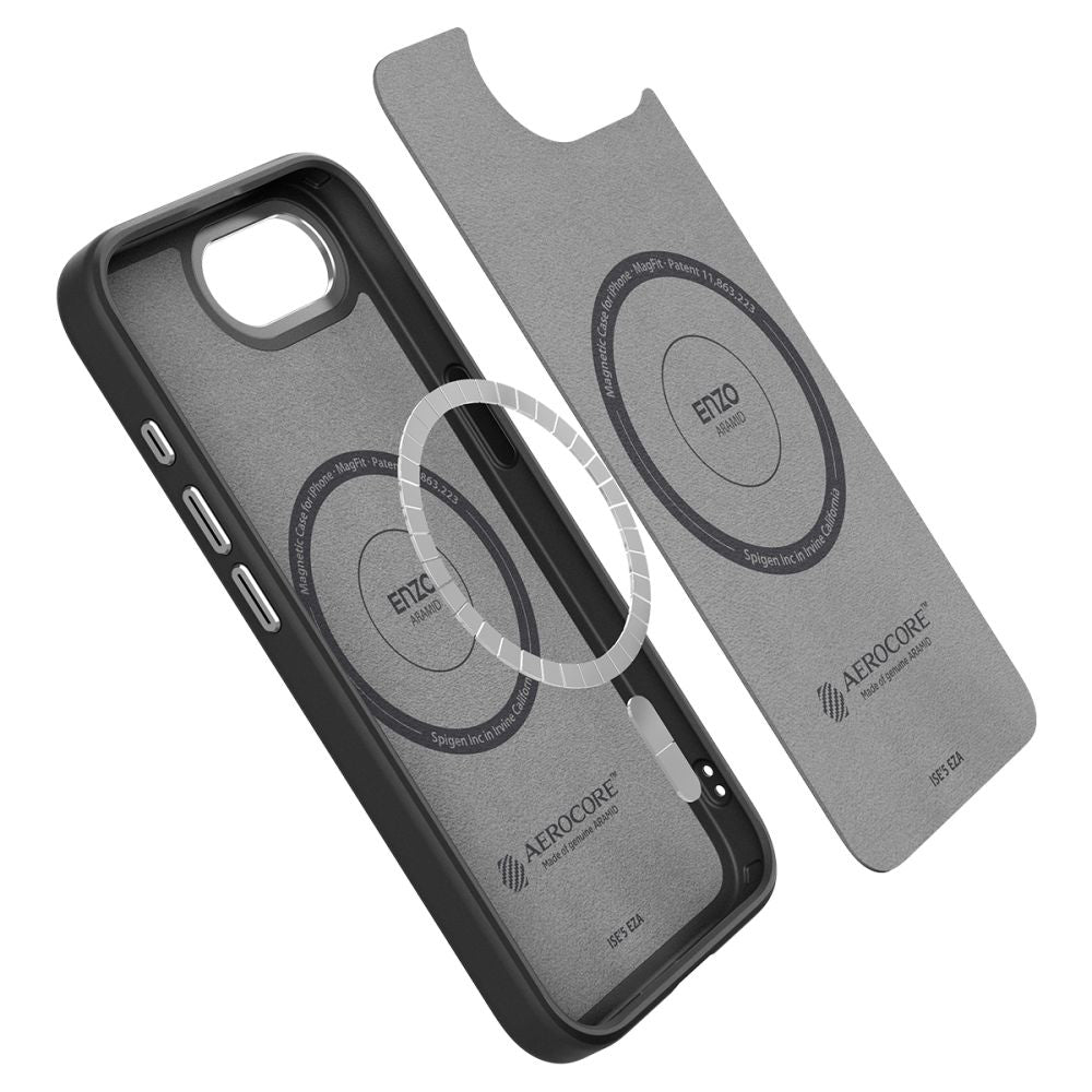 Funda MagSafe para Apple iPhone 17e / 16e, Spigen, Enzo Aramid, Negra Mate