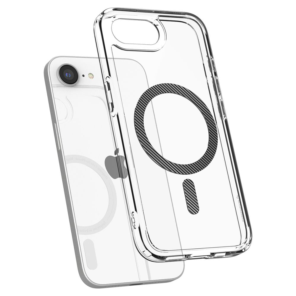 Funda MagSafe para Apple iPhone 17e / 16e, Spigen, Ultra Hybrid Carbon, Transparente