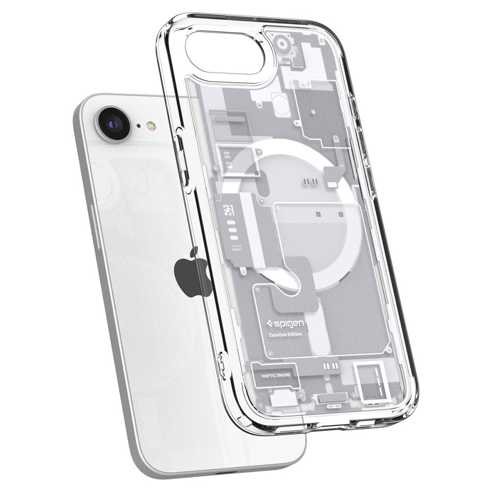 Funda MagSafe para Apple iPhone 17e / 16e, Spigen, Ultra Hybrid Zero One, Blanca