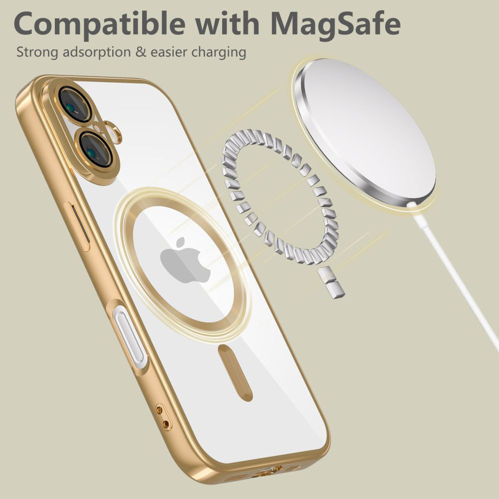 Funda MagSafe para Apple iPhone 17e / 16e, Techsuit, Luxury Crystal, Plateada