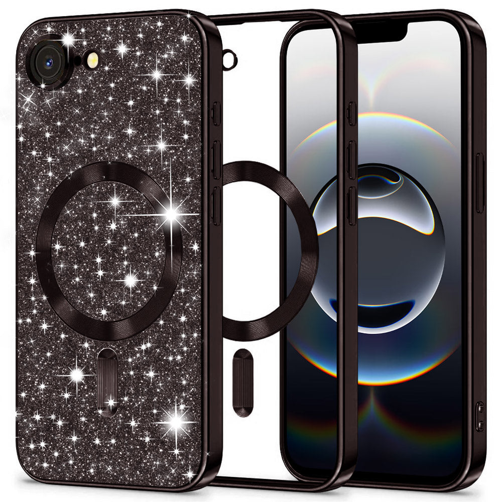 Funda MagSafe para Apple iPhone 17e / 16e, Techsuit, Luxury Glitter, Negra