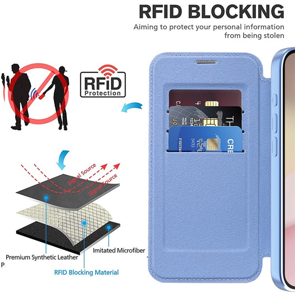Funda MagSafe para Apple iPhone 17e / 16e, Techsuit, SmartMag Book, Azul