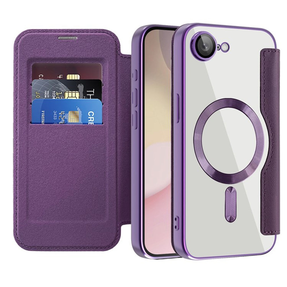 Funda MagSafe para Apple iPhone 17e / 16e, Techsuit, SmartMag Book, Morado