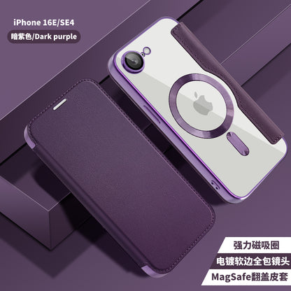 Funda MagSafe para Apple iPhone 17e / 16e, Techsuit, SmartMag Book, Morado